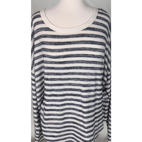 Time and Tru XXL 20 Hacci Knit Blue Cream Stripe Rayon Polyester Blend Top - Picture 4 of 10